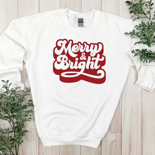 Retro Merry & Bright Crew Sweatshirt