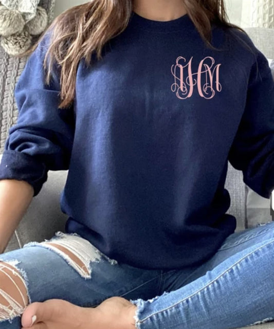 Monogrammed Pocket Crew Sweatshirts