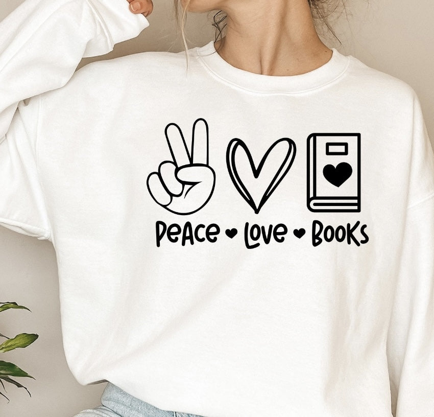 Peace Love Books Crew Sweatshirt