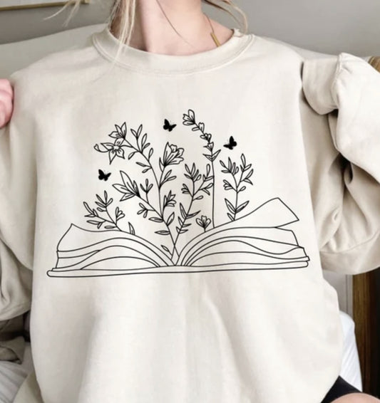 Book With Flowers Crew Sweatshirt