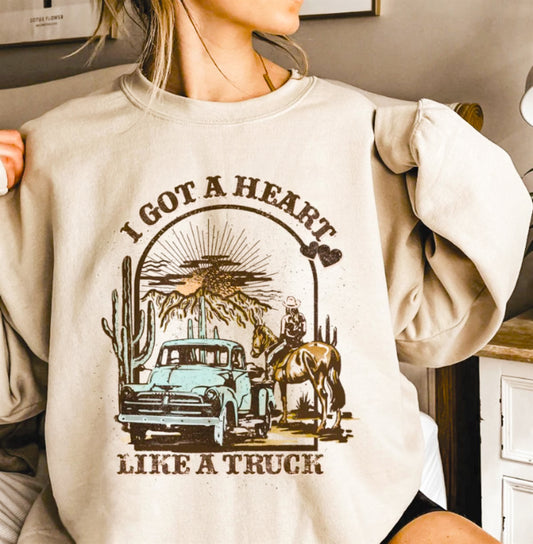 *I Got A Heart Like A Truck Crew Sweatshirt