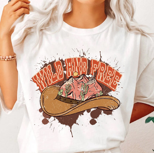 Wild And Free Desert Cowboy Hat Tee