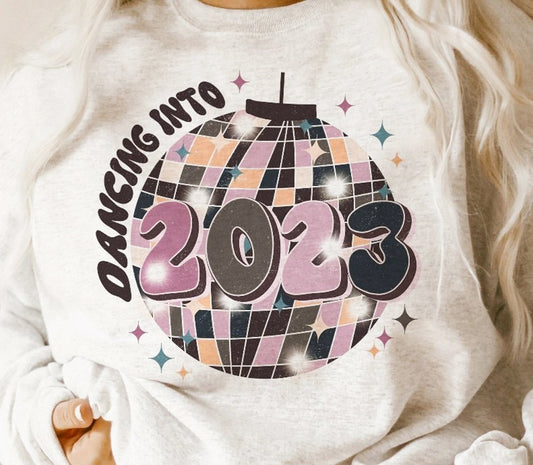 Dancing Into 2023 With Disco Ball Crew Sweatshirt