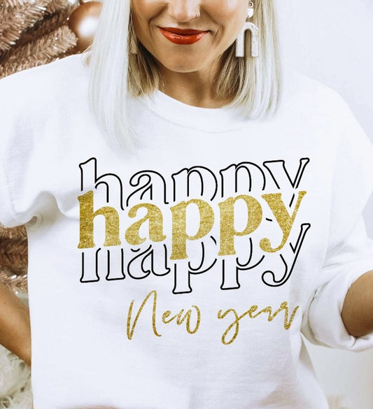 Happy (Stacked) New Year Crew Sweatshirt