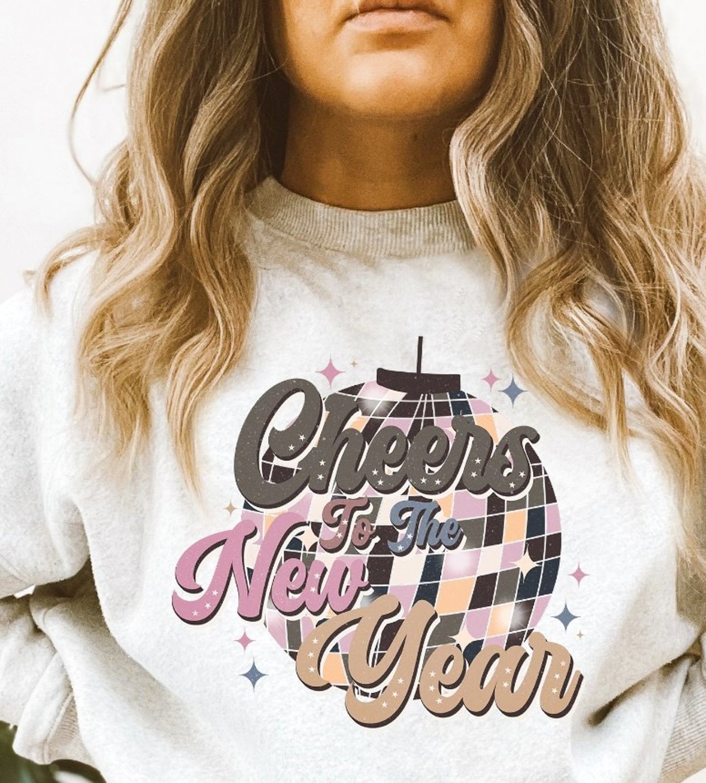 Cheers To The New Year Disco Ball Crew Sweatshirt