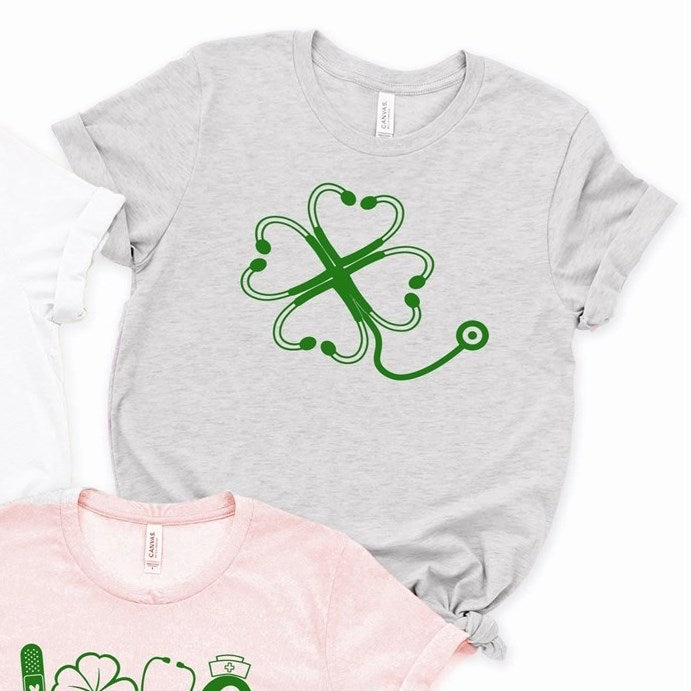 Clover With Stethoscope Tee
