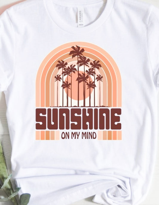Sunshine On My Mind With Arch & Palm Trees Tee