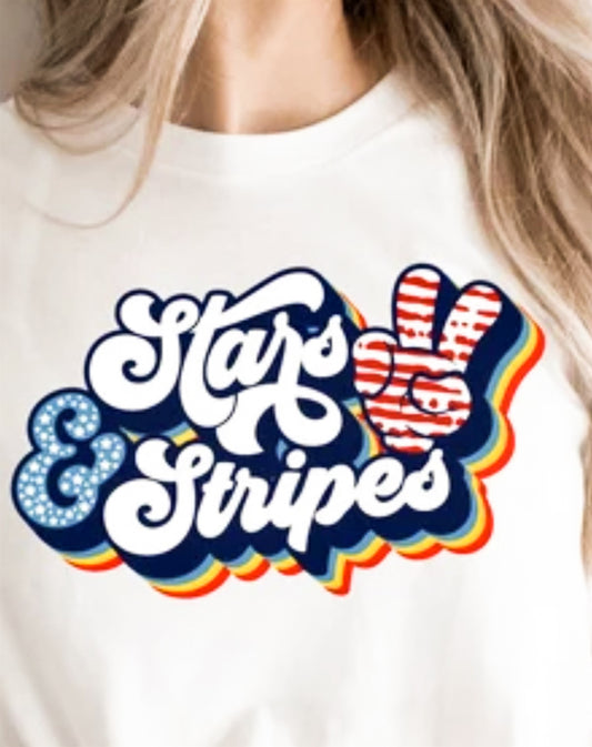 Stars & Stripes Peace Sign T-Shirt or Crew Sweatshirt