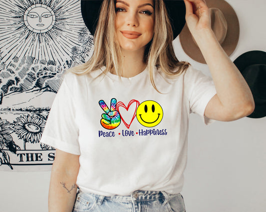 Peace Love Happiness T-Shirt or Crew Sweatshirt