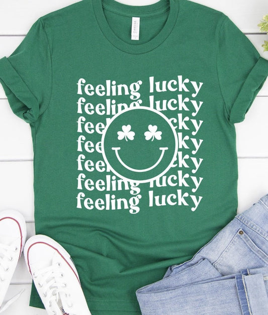 Feeling Lucky (Stacked) Smiley Face Tee