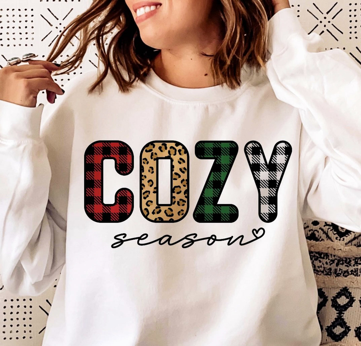 Cozy Season Buffalo Plaid Crew Sweatshirt