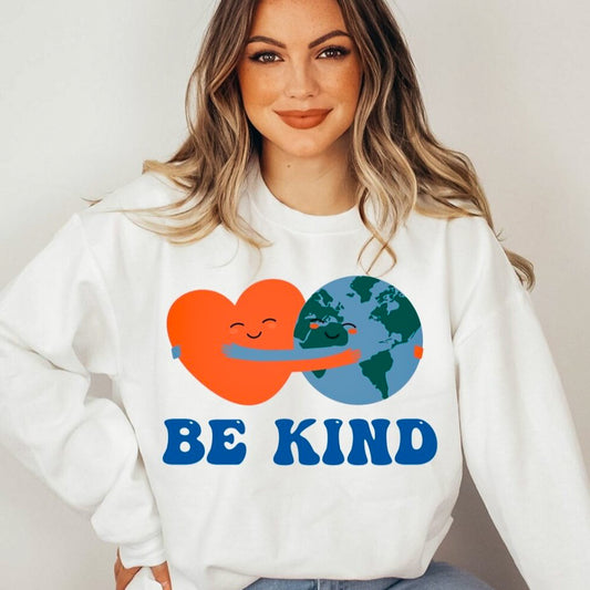 Be Kind Heart & Earth Hugging Crew Sweatshirt
