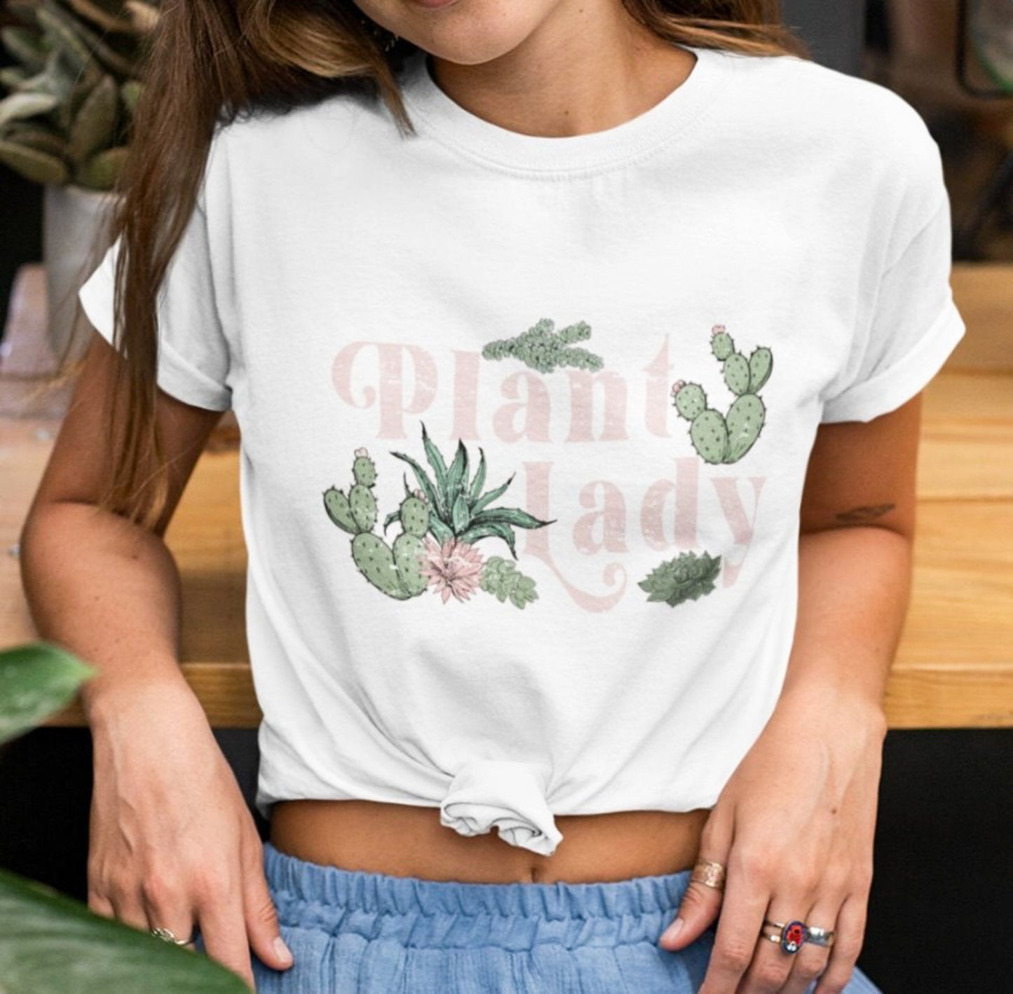 Plant Lady Pink Print T-Shirt or Crew Sweatshirt