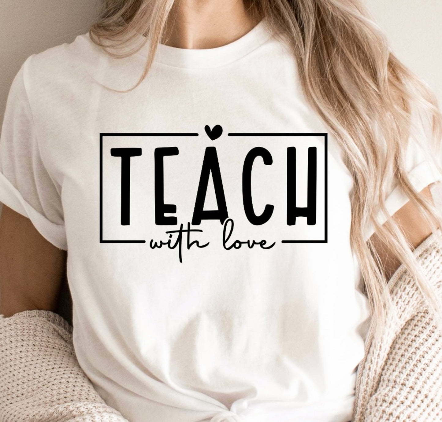 Teach With Love In Rectangle Tee