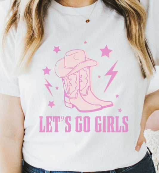 Let's Go Girls With Boots & Cowboy Hat Tee