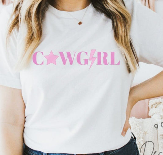 Cowgirl With Star & Lightning Bolt Tee