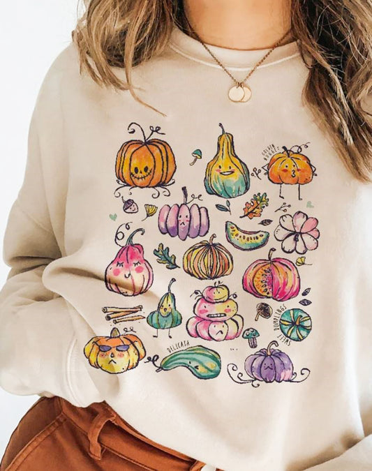 All The Pumpkin Shapes & Sizes Crew Sweatshirt