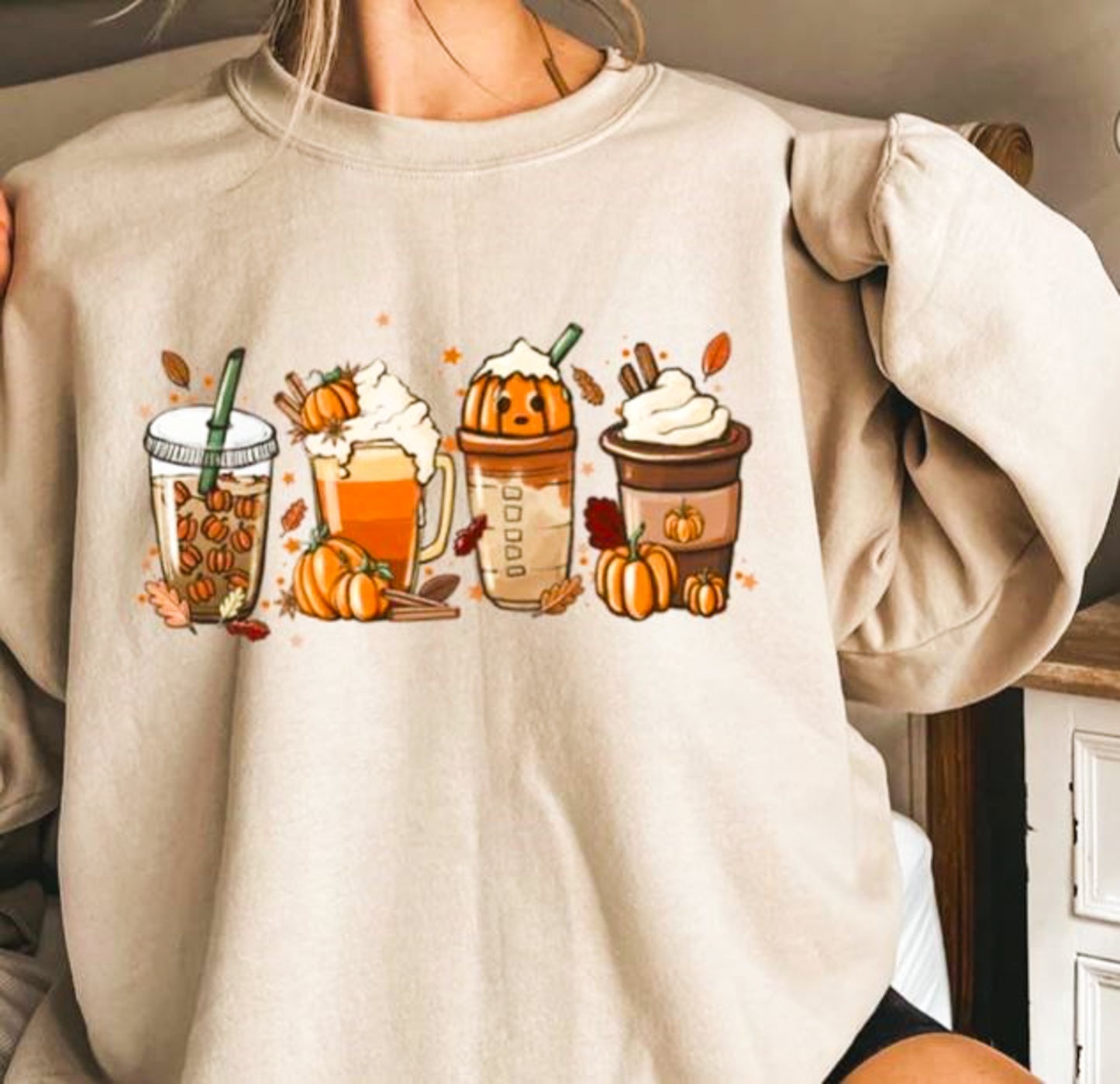 4 Pumpkin Lattes T-Shirt or Crew Sweatshirt