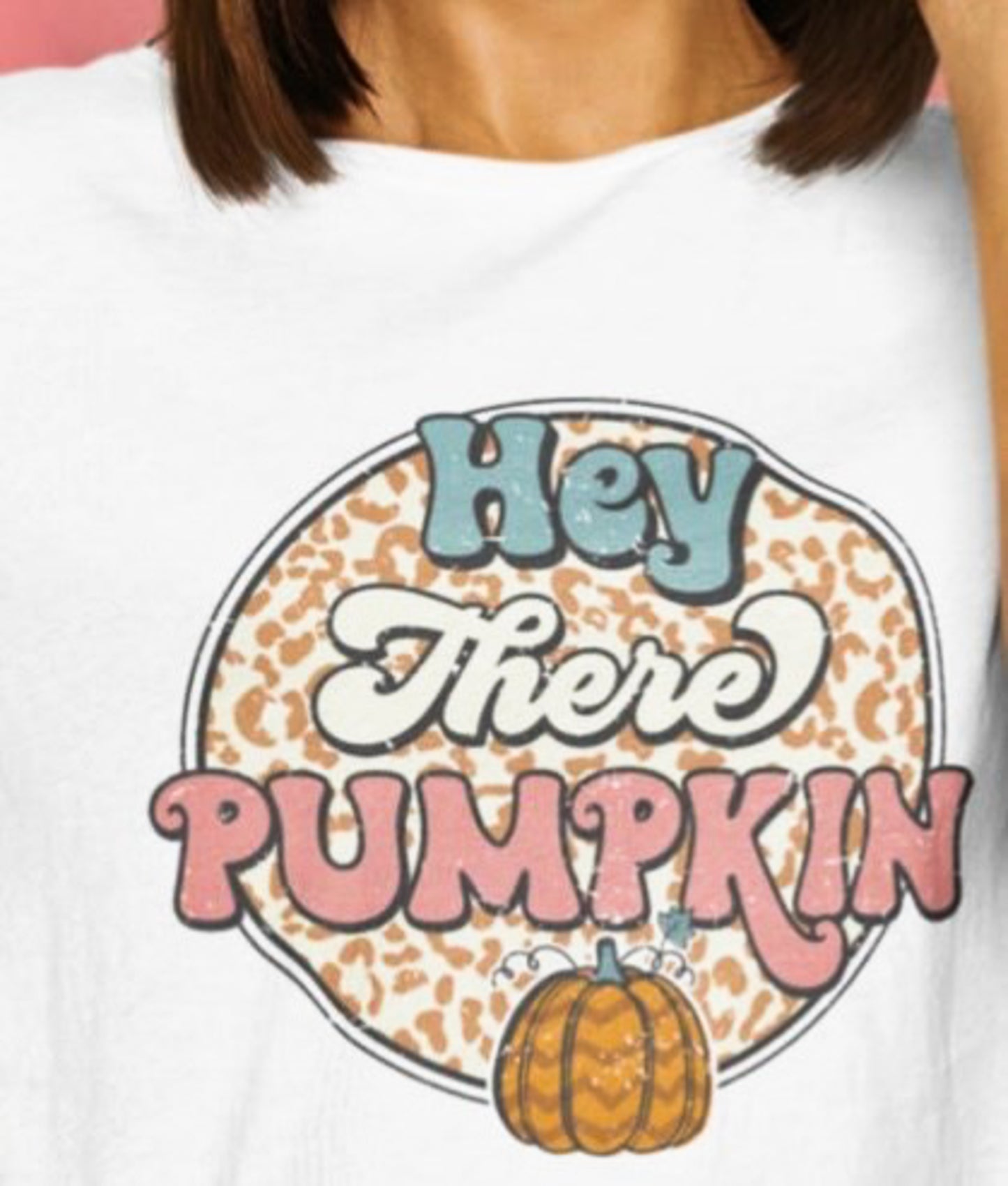 Hey There Pumpkin In Leopard Print Circle Tee