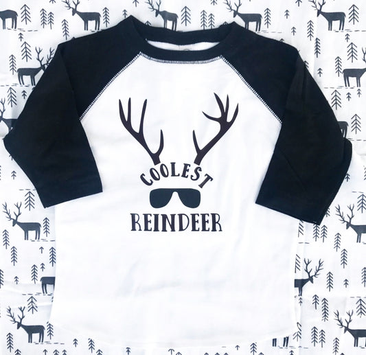 Coolest Reindeer Youth Holiday Raglan