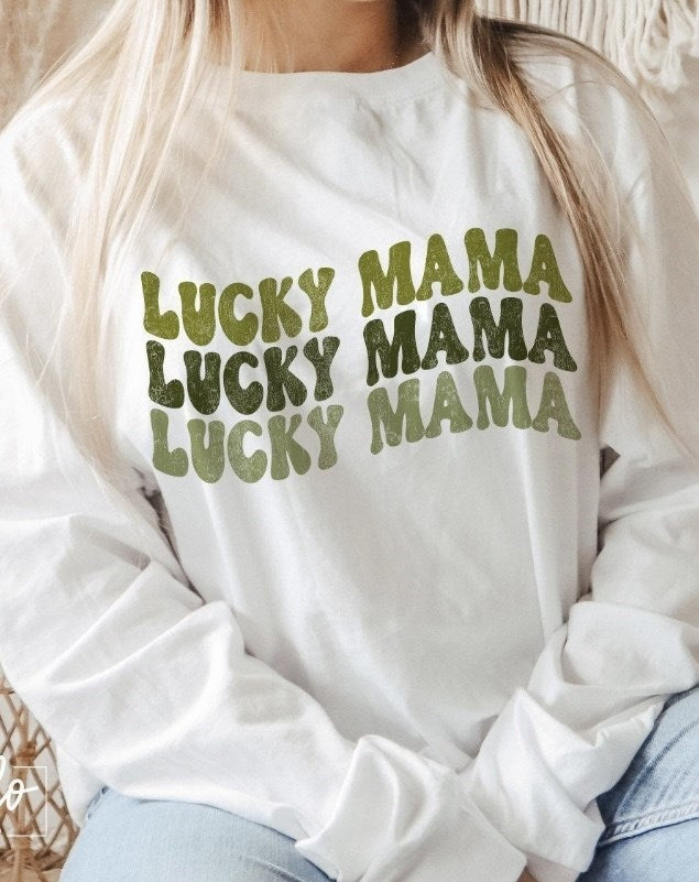Lucky Mama (Stacked) Crew Sweatshirt
