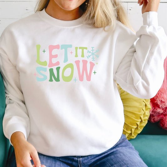 Let It Snow Multicolor Print Crew Sweatshirt