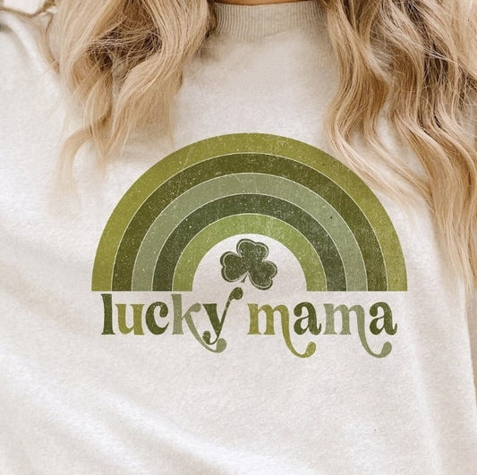 Lucky Mama With Rainbow Crew Sweatshirt