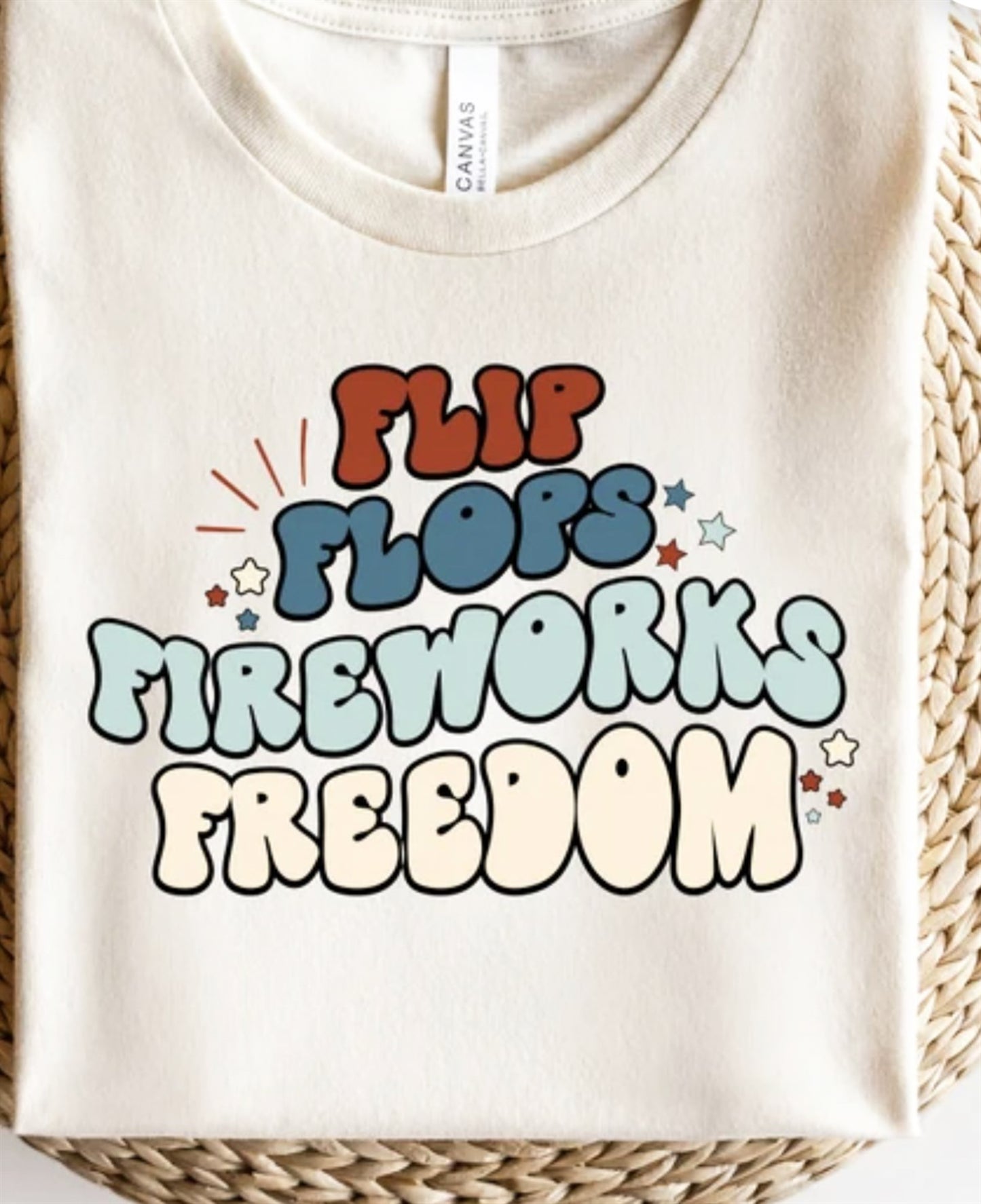Flip Flops Fireworks Freedom Retro Tee