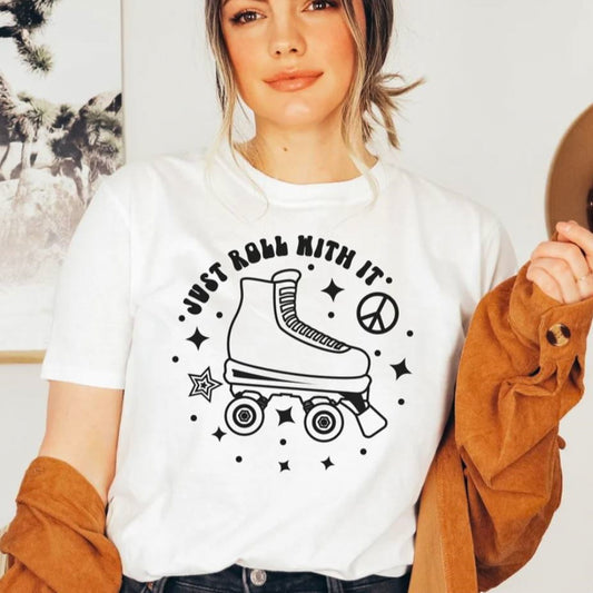 Just Roll With It Black Print Tee