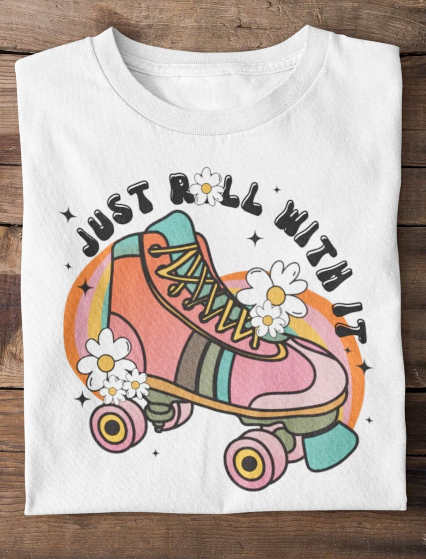 Just Roll With It Colorful Print Tee