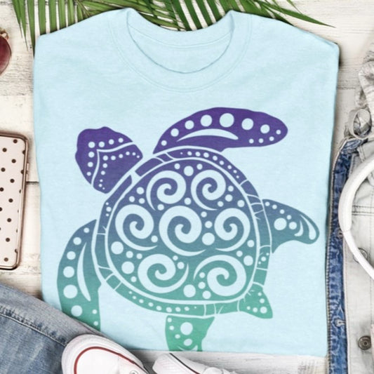 Spiral Mandala Sea Turtle Tee