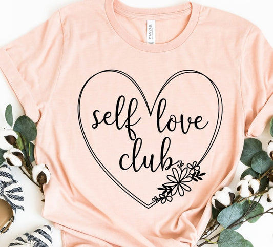 Self Love Club In Floral Heart Tee