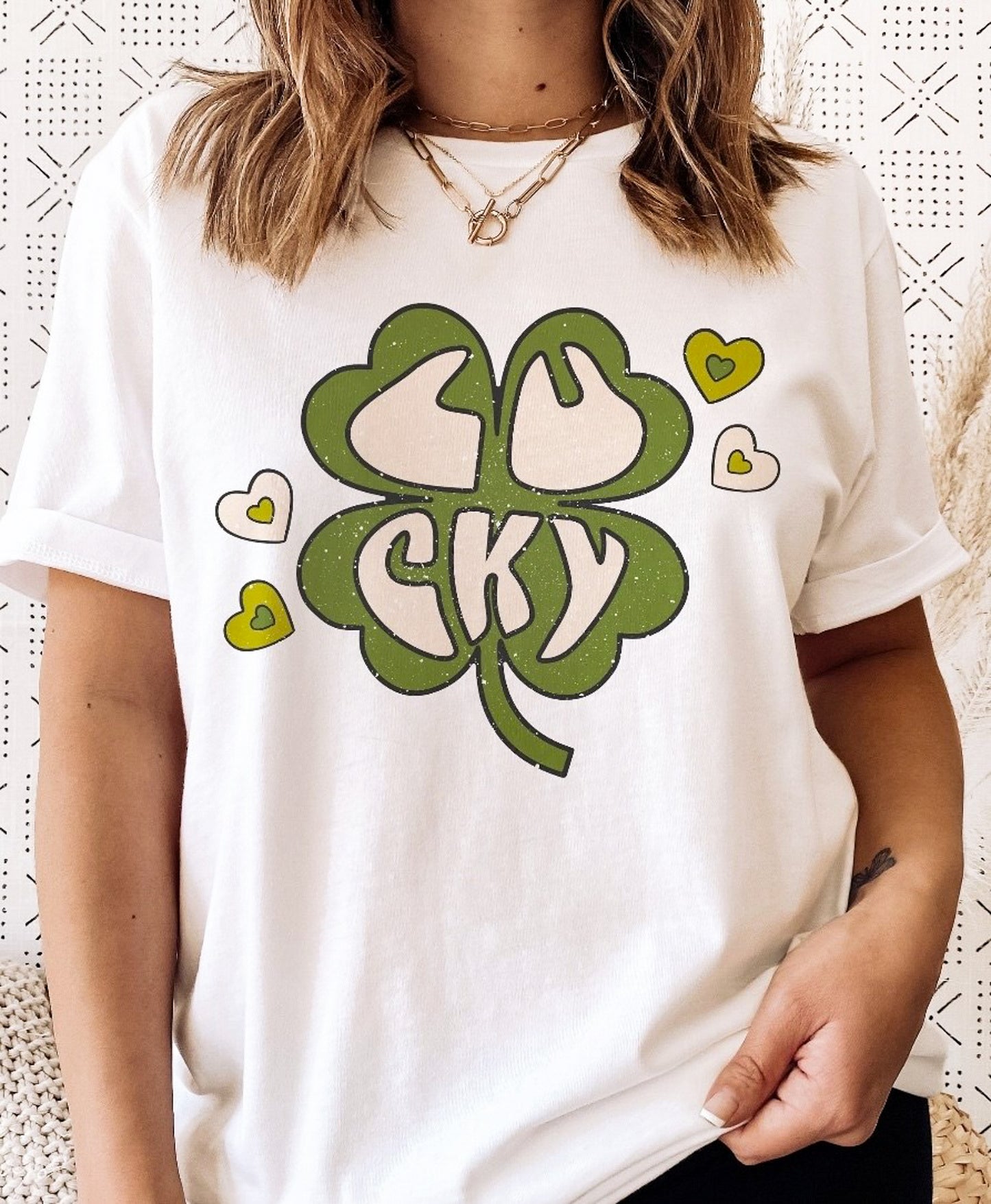 Lucky In Clover With Hearts Tee