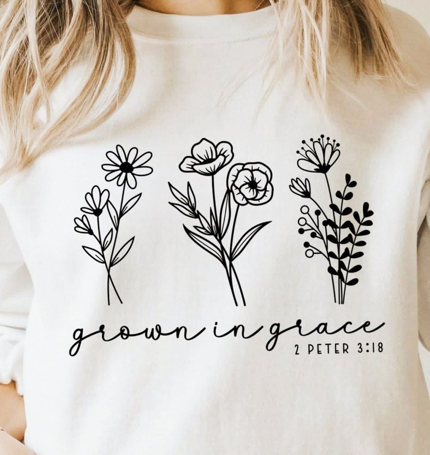 Grown In Grace Floral 2 Peter 3:18 Tee