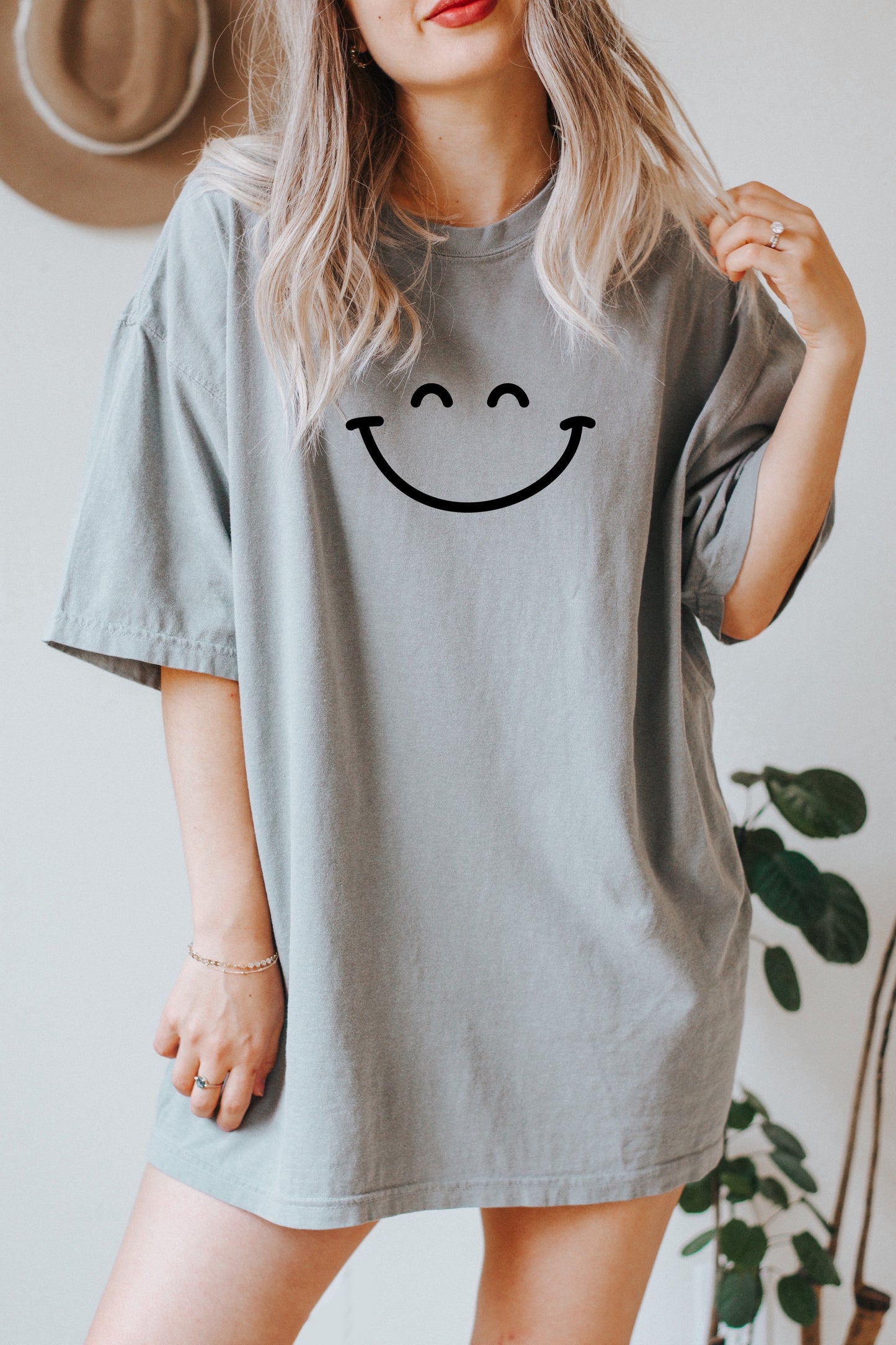 Smiley Face Oversized Tee