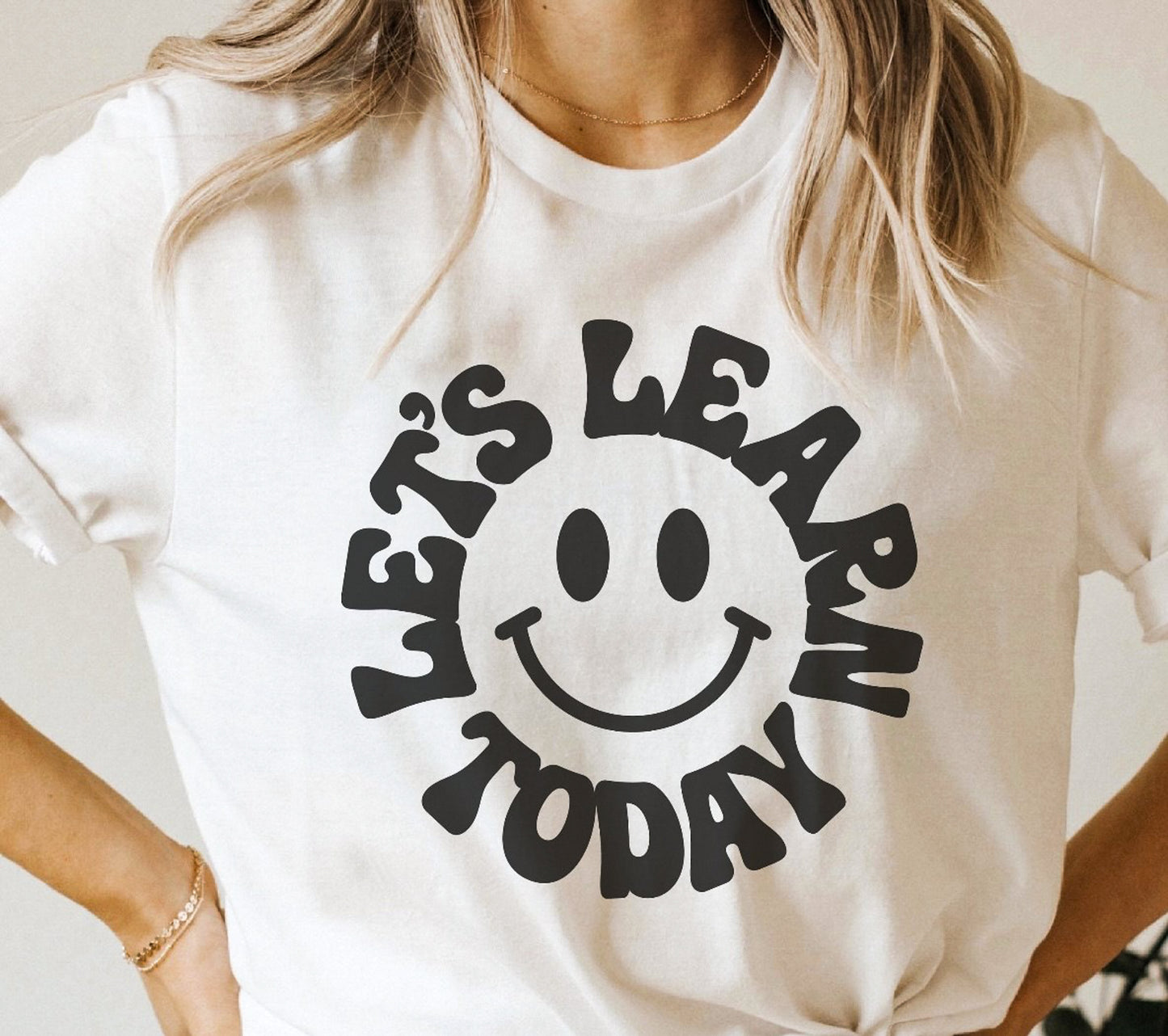 Let's Learn Today Smiley Face Tee