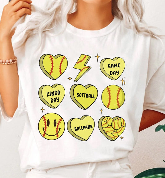 Softballs Hearts & Lightning Bolt Tee