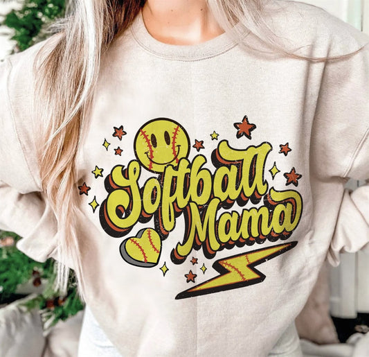 Softball Mama T-Shirt or Crew Sweatshirt
