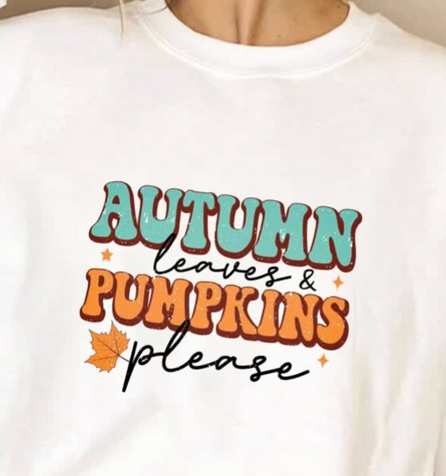 Autumn Leaves & Pumpkins Please Crew Sweatshirt