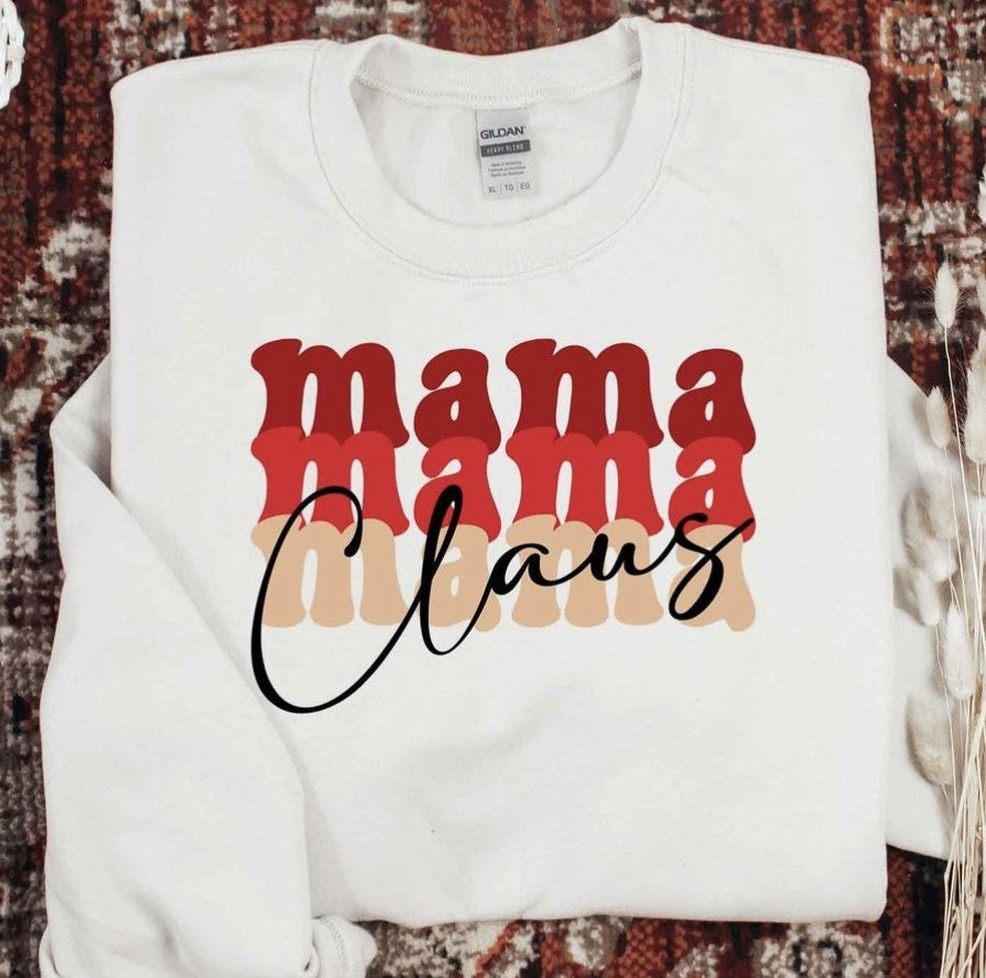 Mama (Stacked) Claus Crew Sweatshirt