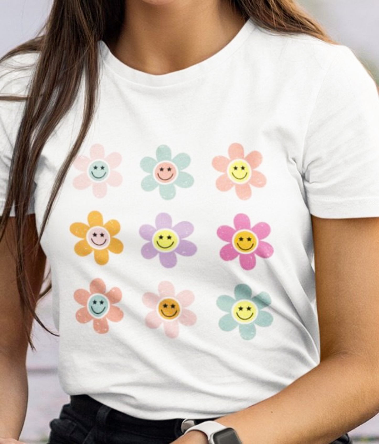 Flower Smiley Faces Tee