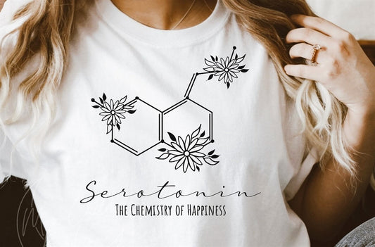 Serotonin The Chemistry Of Happiness T-Shirt or Crew Sweatshirt