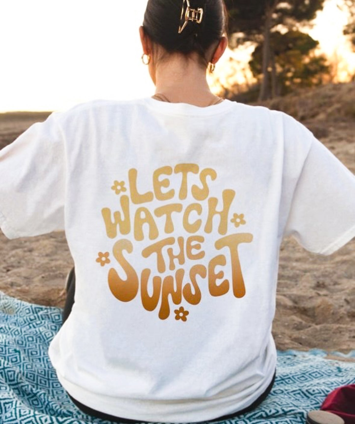 Let's Watch The Sunset (Back Design) T-Shirt or Crew Sweatshirt