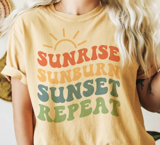 Sunrise Sunburn Sunset Repeat Multi-Color Tee