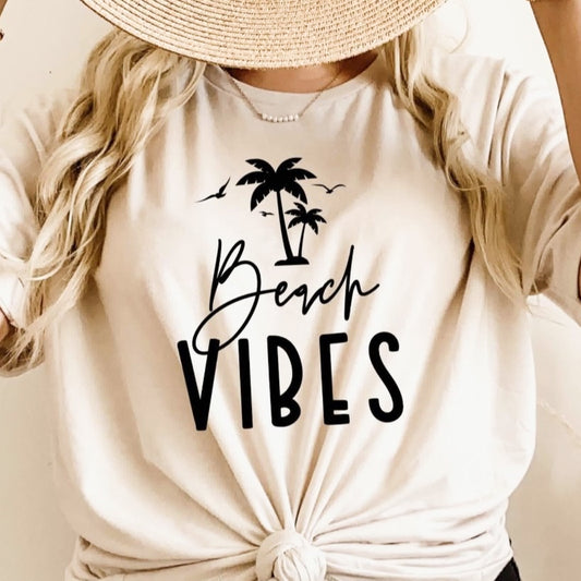Beach Vibes With Palm Trees T-Shirt or Crew Sweatshirt