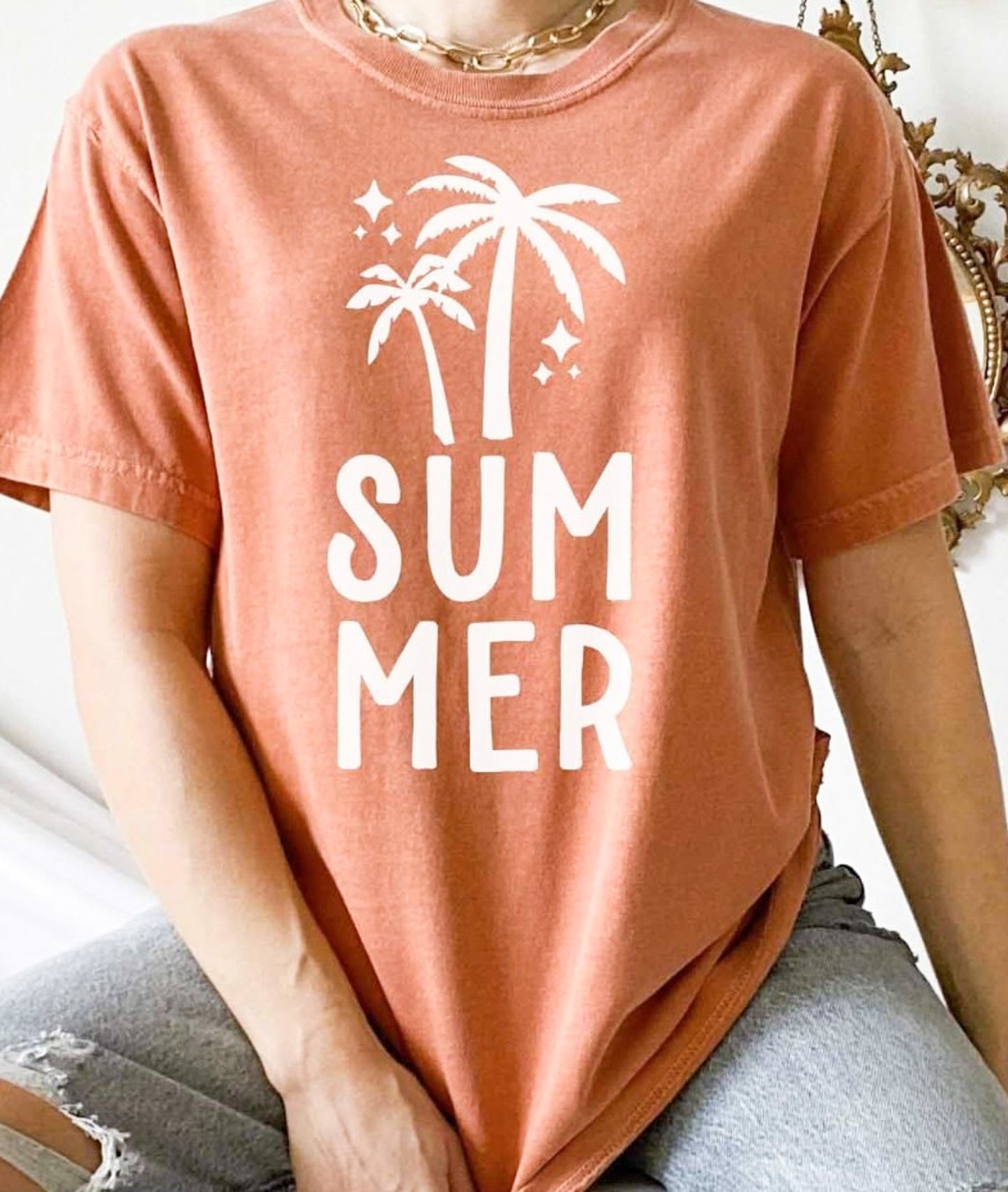 Summer With Palm Trees T-Shirt or Crew Sweatshirt
