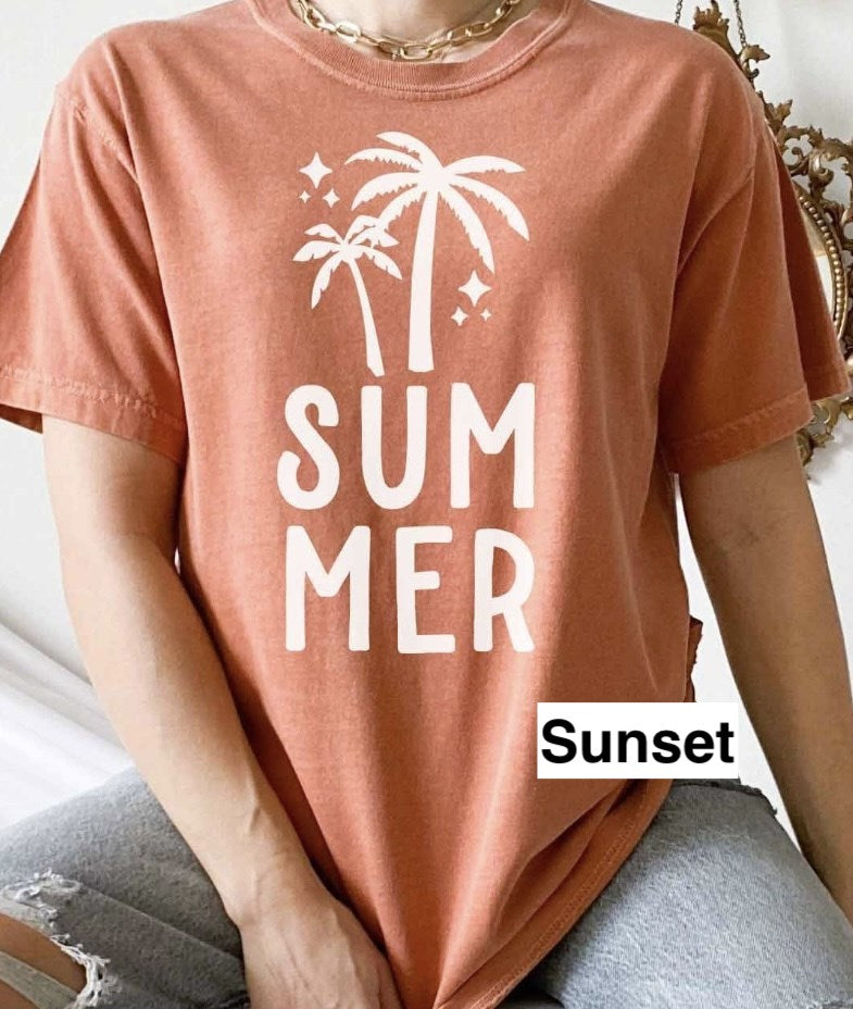 Summer With Palm Trees T-Shirt or Crew Sweatshirt