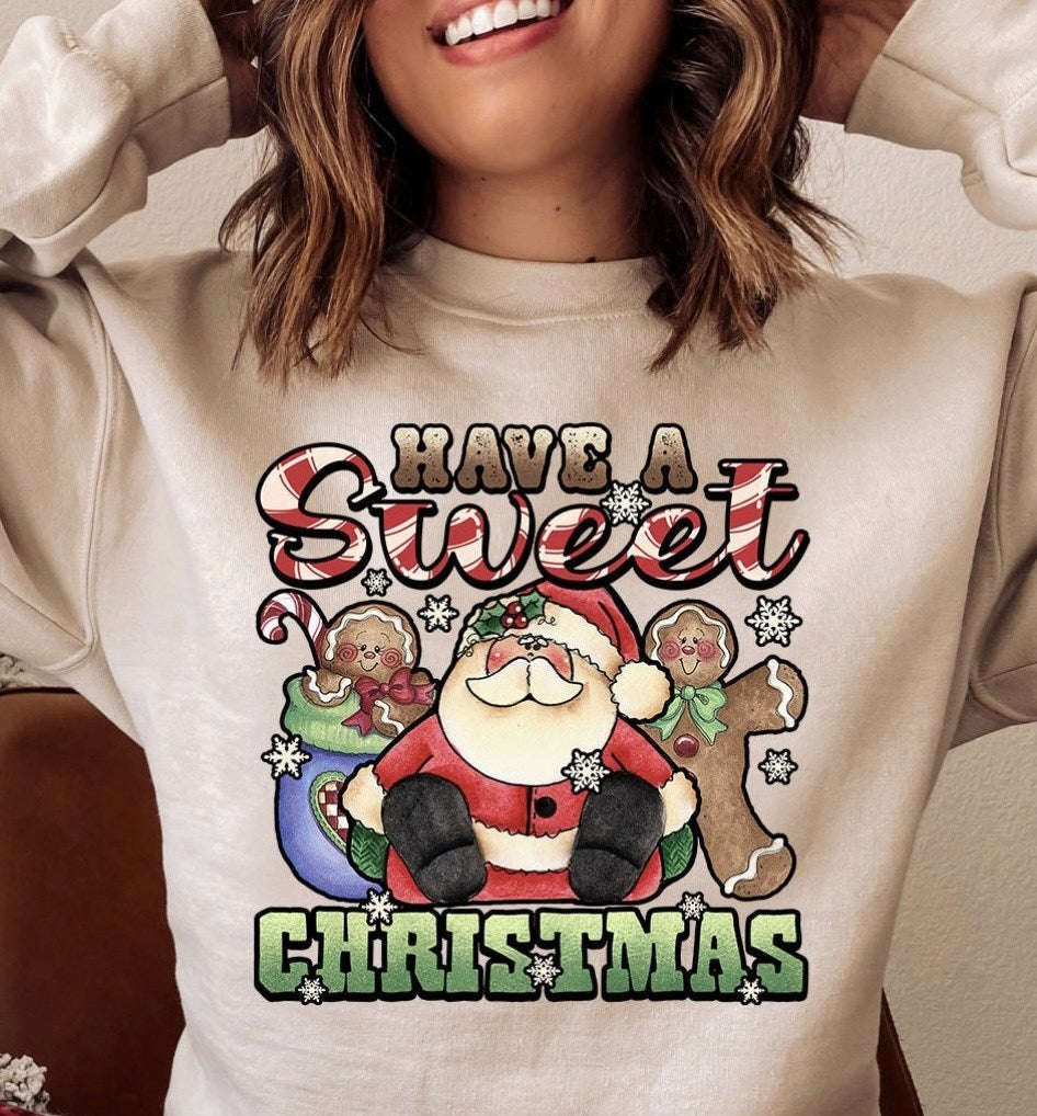Have A Sweet Christmas Santa & Gingerbread Crew Sweatshirt