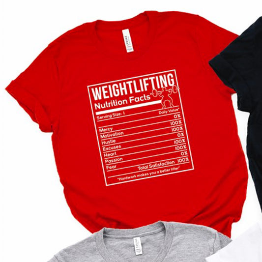 Weight Lifting Nutrition Facts Tee
