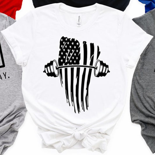American Flag & Barbell Tee